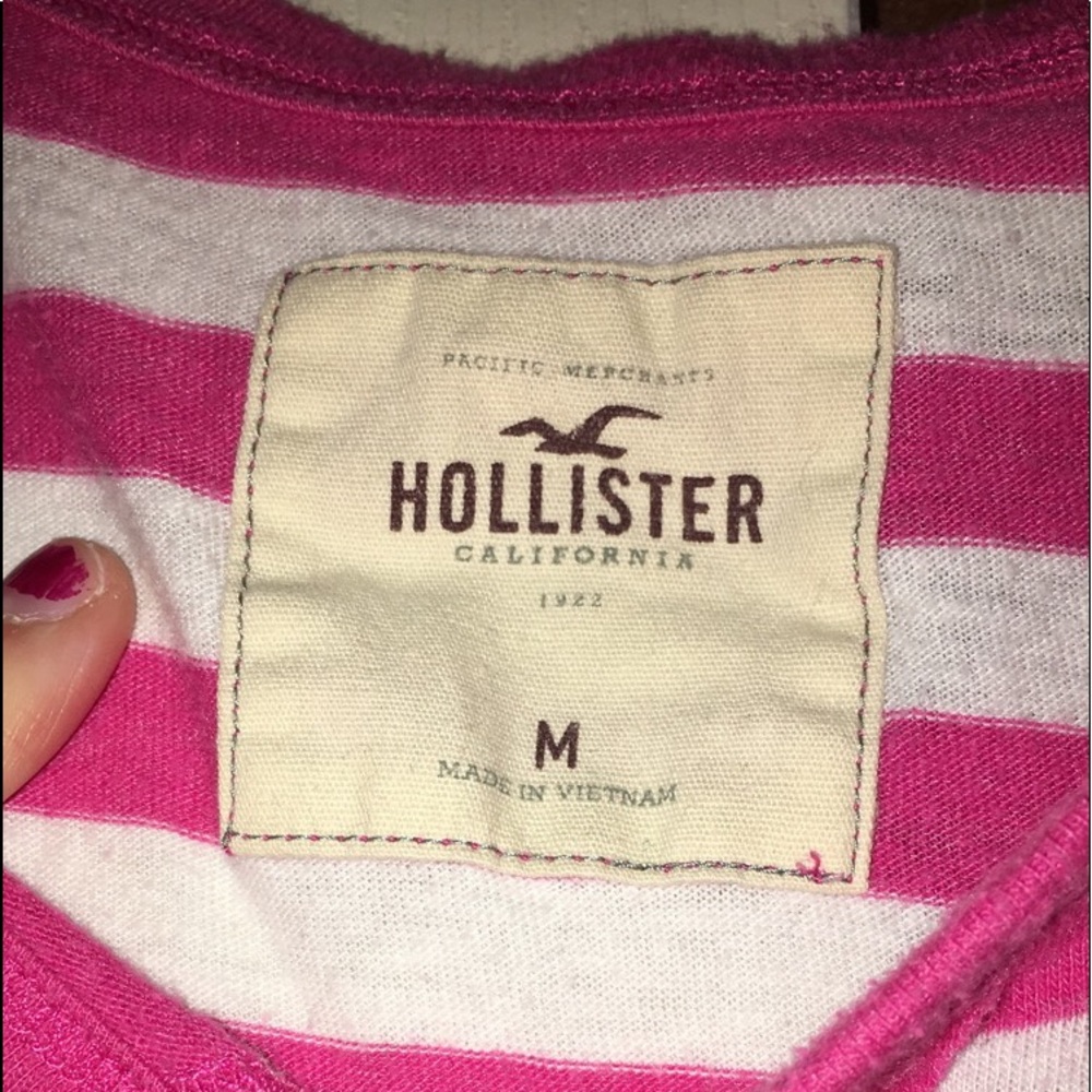 Pink and white hollister shirt